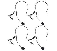 GARVALON 4Pcs Head-Mounted Omnidirectional Microphone with Adjustable Arm for Voice Amplifier Speaker Use Compatible with Conferencing Online Courses and Public Speaking