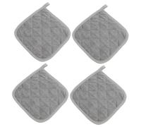 GARVALON 4pcs Heat-resistant Square Pot Holders Set, Grey Cloth Hot Pads for Kitchen Cooking, Baking, Camping, and Dining Table Protection