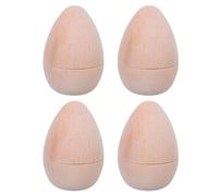 GARVALON 4pcs Hollow Wooden Easter Eggs for Craft Painting DIY Decorations Rustic Unfinished Wood Eggs 7x5cm Flat Bottom Party Favor Supplies and Home Decor