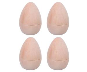 GARVALON 4pcs Hollow Wooden Easter Eggs for Craft Painting DIY Decorations Rustic Unfinished Wood Eggs 7x5cm Flat Bottom Party Favor Supplies and Home Decor