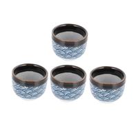 GARVALON 4pcs Japanese Mug Ceramic Sake Cup Set Traditional Black Glazed Sake Cups 35ml Washable Suitable for Hot Water for Home and Restaurant Use