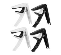 GARVALON 4pcs Multi-function Plastic Guitar Capos with High Elastic Spring for Acoustic and Ukulele Tone Modifying Clips in Black and White Stable Pressure Design for String Instruments