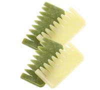 GARVALON 4PCS Natural Jade Head Massage Combs Set Yellow Jade Scalp Hair Massager Tools for Meridian Acupoint Scraping Therapy and Relaxation at Home