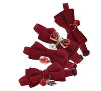 GARVALON 4pcs Pet Wedding Collar Cute Cat Collar with Bow Puppy Polyester Red