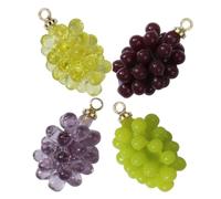 GARVALON 4Pcs Resin Grape Charms DIY Jewelry Making Accessories Vivid Decorative Pendants for Earrings Necklaces Bracelets Crafting with Purple Green Shades