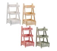 GARVALON 4pcs Scale Miniature Dollhouse Furniture Accessories Floral Display Stand for Mini Plants DIY Storage Shelf and Bonsai Rack Portable Compact Design for Dollhouse Decor