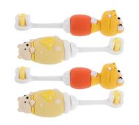 GARVALON 4pcs Soft Toothbrush Set for 0-3 Years Old, Extra Soft and Tooth Brush Cartoon Bear and Dinosaur Designs, Manual Oral Cleaning Tool for Babies