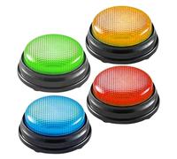 GARVALON 4pcs Trivia Game Buzzers with Sound and Light Up Buttons Plastic Quiz Answer Buzzer for Classroom Party Quick Reaction and Educational Game Show