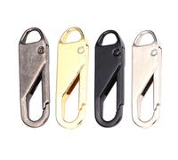 GARVALON 4pcs Universal Detachable Zipper Pulls Alloy Rubber Zipper Heads Replacement Kit for Clothes Bags Black Silver Gold Gunmetal