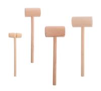 GARVALON 4pcs Wooden Crab Mallet Set for Lobster and Seafood Cracking, Reliable and Environmentally Friendly Beige Wood Hammer, Kitchen Tool for Shellfish and Cake Making