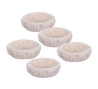 GARVALON 5 Pcs Reusable Breathable Bread Basket Liner Proofing Basket Covers for Sourdough Dough Fermentation Easy-clean Cotton Linen Cloth for Homemade Bread Baking