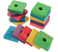 GARVALON 50 Pieces Mixed Color Parrot Wood Chip Bite DIY Bird Chewing Educational Pendant for Parrots and Small Birds