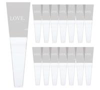 GARVALON 50pcs Two-color Flower Packaging Sleeves for Bouquets Single Rose Wrap Bags White Love Design Suitable for Valentine’s Day Party Floral Wrapping