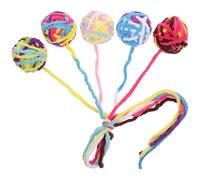 GARVALON 5pcs Gradient Color Wool Bell Cat Teaser for Indoor Cats Interactive Plush Teasing Balls to Train Senses and Reduce Biting Behavior Kitten Play Exercise