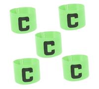 GARVALON 5pcs Green Soccer Captain Armbands Set Adjustable Hook and Loop Strap, Professional Football Sports Armband for Match Use and Team Leadership