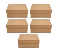 GARVALON 5pcs Kraft Boxes with Lids 20x18x8cm Large Present Packaging Boxes for Flowers Clothes Scarves Birthday and Festival Storage Containers