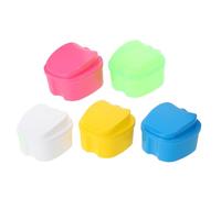 GARVALON 5pcs Leakproof Travel Retainer Cases with Lid Portable Denture Soaking Boxes for Cleaning and Storage Orthodontic Mouth Guard Holders Compact for Home and Travel Use