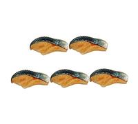 GARVALON 5Pcs Lifelike PVC Fish Blocks Realistic Fake Fish Meat Models for Pretend Play Kitchen Display Photography Props Artificial Meat for Home and Restaurant Decoration