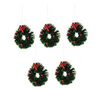 GARVALON 5pcs Miniature Christmas Wreath Ornaments Wreath Decor for Dollhouse Festive Accessories for Holiday Village and Mini Gardens