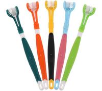 GARVALON 5pcs Sided Pet Toothbrush with Non-Slip Handle for Dogs and Cats Multi-Angle Oral Cleaning Brush to Remove Tartar Food Debris and Reduce Bad Breath Design with Hanging