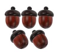 GARVALON 5pcs Wood Acorn Locket Charms with Detachable Nut Box Pendant Unique Split Color Design Natural Smooth Wooden Craft Charms for Christmas Year Jewelry Making and Keychain DIY