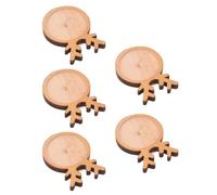 GARVALON 5pcs Wooden Brooch Bases Stainless Steel Gemstone Trays DIY Brooch Making Accessories for Christmas Reindeer Craft Breastpin Supplies