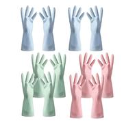 GARVALON 6 Pairs Reusable Kitchen Washing Gloves with PVC Anti-slip Grip Soft Dishwashing Mittens for Home Cleaning Laundry and Household Chores Blue Green Pink