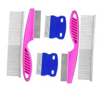 GARVALON 6 Pcs Stainless Steel Dog Grooming Combs with Rounded Ends for Long and Short Haired Pets Tangle Remover Comb for Cats and Small Dogs Shedding and Flea Lice Tool