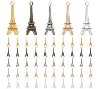 GARVALON 60Pcs Alloy Eiffel Tower Pendant DIY Retro Mini Hanging Charms for Necklace Keyring Jewelry Accessories, Suitable for Craft Making and Decoration Random Color Random Color