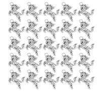 GARVALON 60Pcs Silver Alloy Jumping Horse Charms Pendants for DIY Bracelet Making, Chinese Zodiac Year of the Horse Animal Feng Shui Lucky Hanging Ornaments