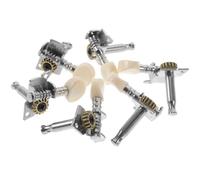 GARVALON 6pcs Acoustic Guitar Tuning Pegs Silver with White Buttons Left Right Guitar Pegs for Precise Tuning Easy Installation for Folk and Beginner Guitarists Professional Repair Tool