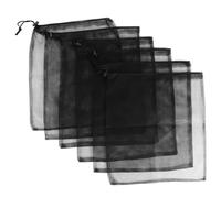 GARVALON 6pcs Black Mesh Drawstring Bags Heavy-duty Reusable Storage Pouches for Shopping Travel Fruit Vegetable Organizing with Easy Seal Closure