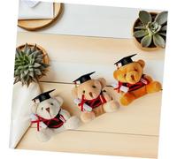 GARVALON 6Pcs Doctor Bear Plush Pendant Adorable Graduation Bear Keychain Ornaments in White Light and Dark Brown Cute Stuffed Animal Hanging Decorations for and Bag Accessories