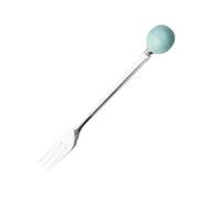 GARVALON 6pcs Mini Ceramic Handle Forks Stainless Steel Flatware for Dessert Cake Coffee Serving Sky-Blue Ergonomic Design Home Tableware Creative Cutlery