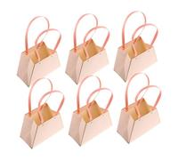 GARVALON 6pcs Pink Trapezoidal Flower Bouquet Bags with Handles, Paper Floral Arrangement Packaging for Wrapping and Florist Supplies