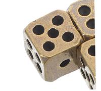 GARVALON 6pcs Retro Solid Brass Dice Small Game Props with Rounded Corners for Party Gambling Math Teaching and Home Bar Decoration