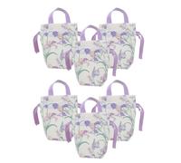 GARVALON 6PCS Reusable Canvas Floral Tulip Mini Candy Pouches with Handles Purple Small Present Bags for Party Favors Weddings Birthdays Women and Organizers