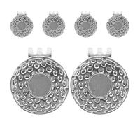 GARVALON 6pcs Silver Metal Golf Hat Clips with 25mm Double-Hole Ball Markers, Golf Cap Marker Holders for Course Practice and Golfers’ Training Accessories