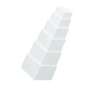 GARVALON 6pcs White Plastic Buffet Risers for Food Display Cube Stands for Cake Presentation Dessert Tables Tea Parties Showers and Home Celebrations