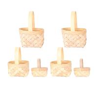 GARVALON 6pcs Woven Wood Chip Basket Woven Basket Miniature Dollhouse Kitchen Accessories Mini Tiny Decorative Tiny Decorative Mini Scene Props Small Khaki