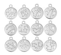 GARVALON 72pcs Zodiac Alloy Charms Retro Metal Pendants for Necklace Bracelet Jewelry Making Rustproof Lightweight DIY Craft Accessories with Star Sign Designs for Vintage Style