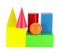 GARVALON 7Pcs Large Geometric Building Blocks Cube Cylinder Shapes for Math Learning and Volume Exploration Safe Educational Teaching Tools for Boys