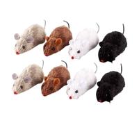 GARVALON 8pcs Clockwork Mouse Toys Wind-up Plush Rat Toy Cat Training Interactive Pet Supplies Random Color