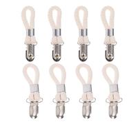 GARVALON 8pcs Cotton Rope Towel Clips with Metal Clamp Rust-resistant Bathroom and Kitchen Hanging Hand Towel Holders White Corn Pattern Thick Twill Beige Set