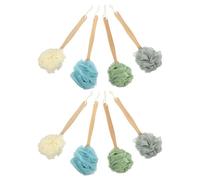 GARVALON 8pcs Long Handle Bath Scrubber Set with Soft Nylon Bristles - Exfoliating Back Scrub Brush for Deep Cleansing and Shower Use - Multi-Color Body Scrubber Tools for Men and Women