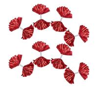 GARVALON 8Pcs Red Cheerleading Pom Poms with Plastic Dual-Head Handles - Medium Size Hand Flowers for Youth Dance Teams and Sports Event Spirit Accessories