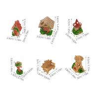 GARVALON 9pcs Miniature Log Cabin Dollhouse Kit with Mini Chairs and Mini Trees for DIY Creative Home Decor and Tiny Cottage Ornament Set