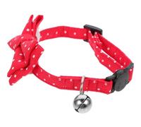 GARVALON Adjustable Dog Collar with Bell and Removable Bow Tie for Dogs and Cats Lightweight Breathable Pet Neckwear Comfortable Anti-lost Christmas Accessory in Red