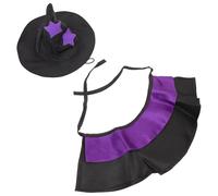 GARVALON Adjustable Dog Witch Costume Set with Wizard Cape and Hat for Small Dogs Cats Secure Fastener Pet Halloween Outfit Magical Cloak for Party and Cosplay