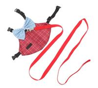 GARVALON Adjustable Rabbit Harness and Leash Set, Red Plaid Bunny Vest Harness for Small Rabbits, Gentleman Style Pet Walking Leash Suitable for Outdoor Use and Parties (Size M)